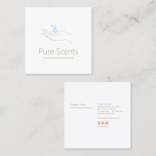 Etherische aroma's vierkante visitekaartje (Voorkant / Achterkant)