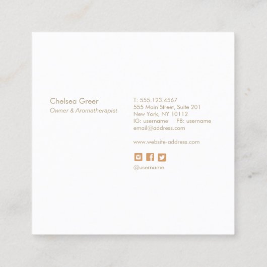 Etherische aroma's vierkante visitekaartje (Achterkant)
