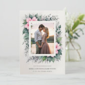 Etherische & betoverende botanische zachte bloemen save the date (Staand voorkant)