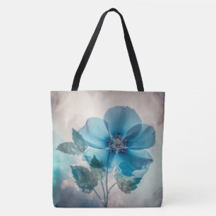 Etherische blauwe bloesem draagtas