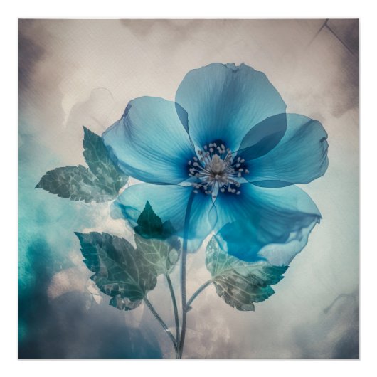 Etherische blauwe bloesem perfect poster (Voorkant)