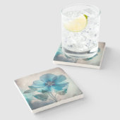 Etherische blauwe bloesem stenen onderzetter (Zijkant)
