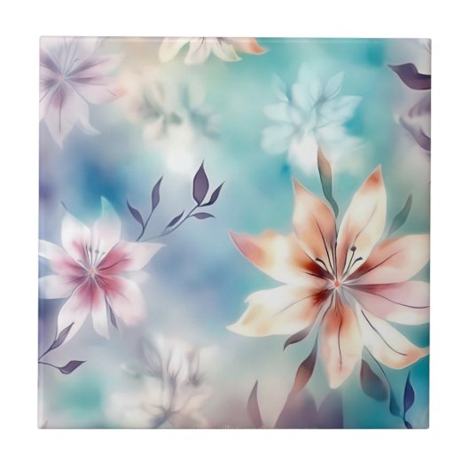 Etherische Bloemen Waterverf Tegeltje (Voorkant)