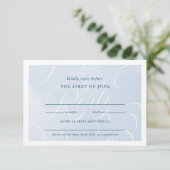 Etherische Blue Classic Script Waterverf Bruiloft RSVP Kaartje (Staand voorkant)