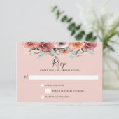 Etherische Blush Peach & Blue Mint Floral RSVP (Staand voorkant)