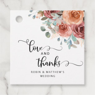 Etherische Blush, Perzik Liefde en Bedankt, Modern Bedankjes Labels