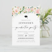 Etherische Blush Pink Roses Afstuderen Invitation Kaart (Staand voorkant)