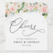 Etherische Blush Roze Rozen Bruiloft Wijn Label Etiket (Enkel label)