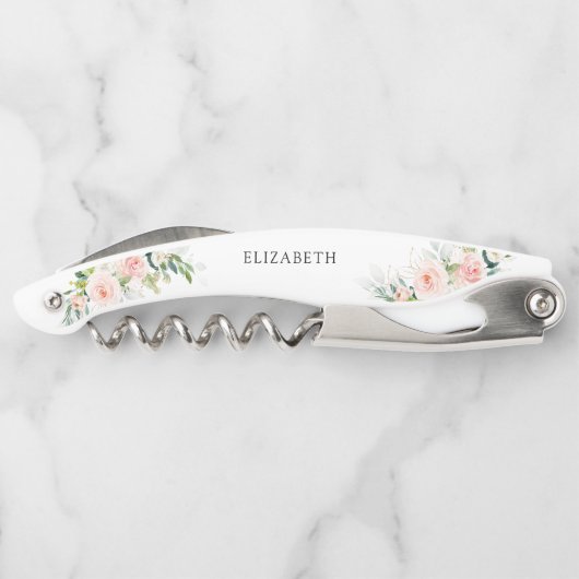 Etherische Blush Roze Rozen Vrijgezellenfeest Kurkentrekker (Achterkant)