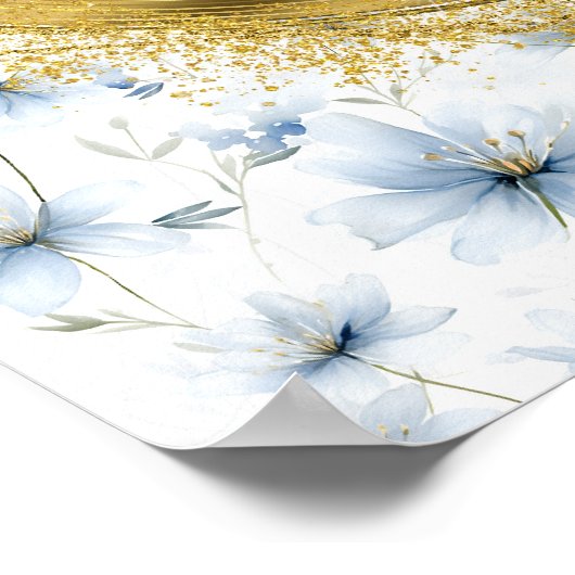 ETHERISCHE Boheemse Pastel Blauw Goud Trouwbord Poster (Hoek)