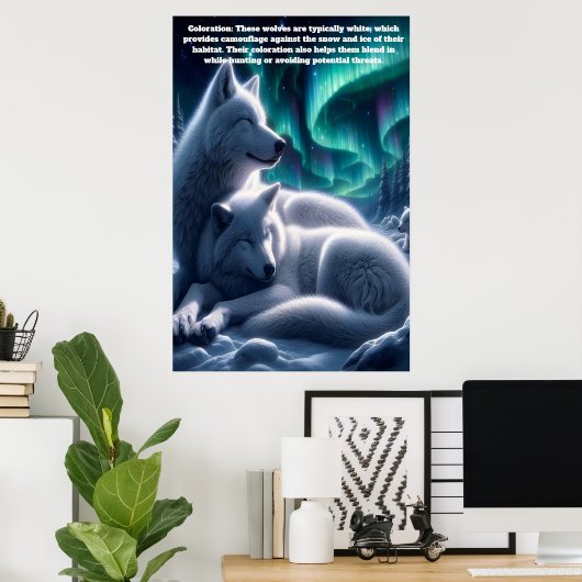 Etherische Bond Witte Wolven Rust Poster (Thuiskantoor)