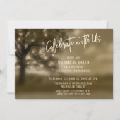 Etherische boom met lichten, vier het met ons mee kaart (Voorkant)