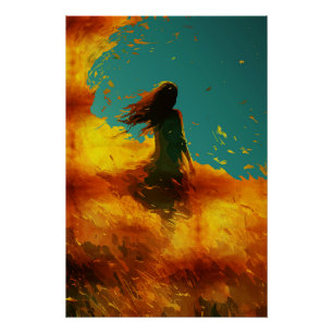 Etherische Dame in een Gouden Veld Perfect Poster