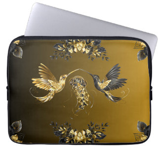 Etherische Eenheid – Zwart en Goud Kunstwerk Laptop Sleeve