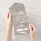 Etherische Elegantie Beige Boho Waterverf Bruiloft All In One Uitnodiging (Afscheurbaar)