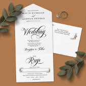 Etherische Elegantie Classic Wit Waterverf Bruilof All In One Uitnodiging