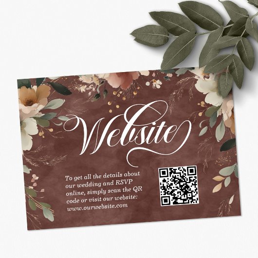 Etherische Elegantie Granaat Bruiloft Website QR C Informatiekaartje
