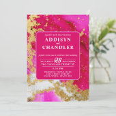 ETHERISCHE ELEGANTIE: Hot Pink Geode-geïnspireerde Kaart (Staand voorkant)