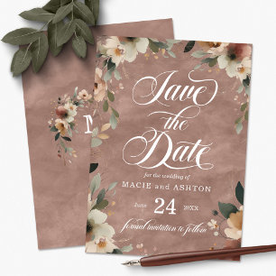 Etherische Elegantie Rosewood Waterverf Bruiloft Save The Date