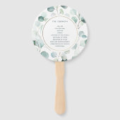 Etherische Eucalyptus Goud Groen Bruiloft Programm Handwaaier (Achterkant)