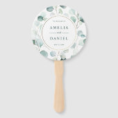 Etherische Eucalyptus Goud Groen Bruiloft Programm Handwaaier (Voorkant)