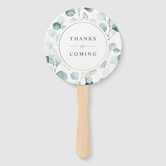 Etherische Eucalyptus Goud Lijst Groen Bruiloft Handwaaier (Achterkant)