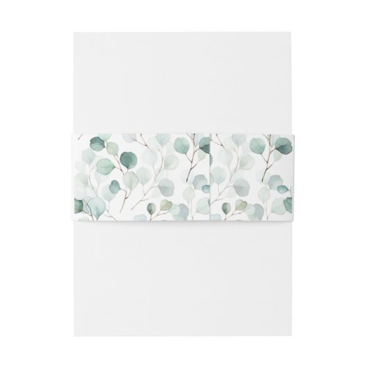 Etherische Eucalyptus Goud Lijst Groen Bruiloft Uitnodigingen Wikkel (Achterkant Voorbeeld)