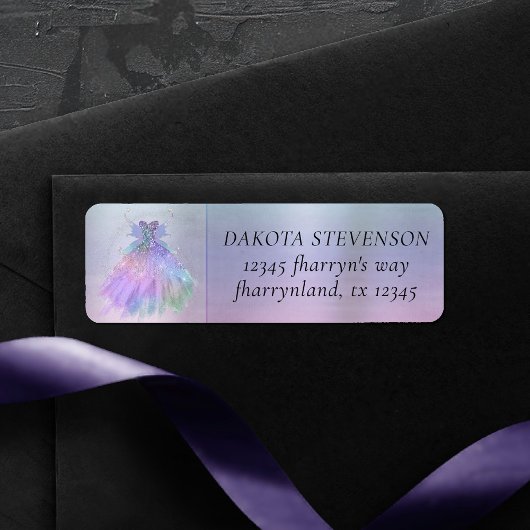 Etherische Fairy Gown | Rainbow Pastel Ombre Etiket