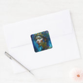Etherische Fantasy Art Princess Warrior Mooi Vierkante Sticker (Envelop)