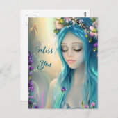 Etherische fantasy kunst | Mooie blauwe fee Briefkaart (Voorkant / Achterkant)