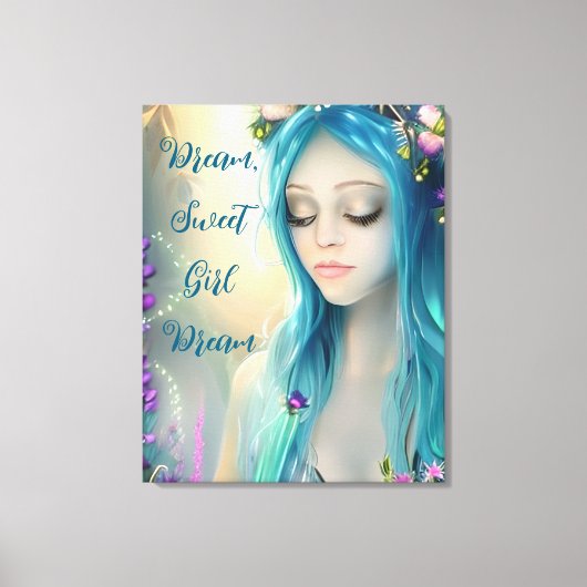 Etherische fantasy kunst | Mooie blauwe fee Canvas Afdruk (Voorkant)