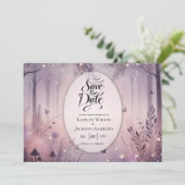 Etherische Fee Lichtjes Bos Bruiloft Save The Date (Staand voorkant)