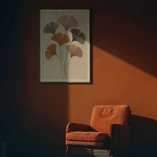 Etherische ginkgo verlaat de Waterverf Poster