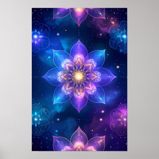 etherische gloeiende lotus kosmische ruimte poster (Voorkant)