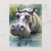 Etherische hippo Waterverf Briefkaart (Voorkant)