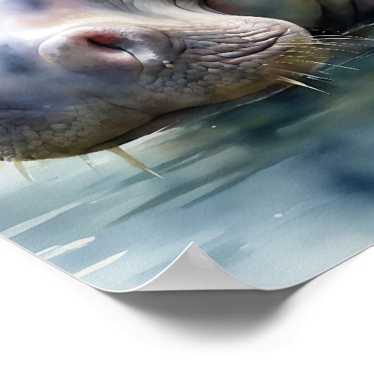 Etherische hippo Waterverf Poster (Hoek)