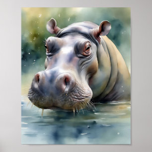 Etherische hippo Waterverf Poster