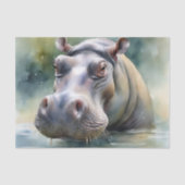 Etherische hippo Waterverf Tissuepapier (Voorkant)