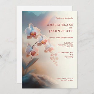 Etherische Kleuren Witte Orchidee Bruiloft Kaart
