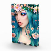 Etherische kunst | Mooie fee met blauw haar Fotoblokken (Rechts)