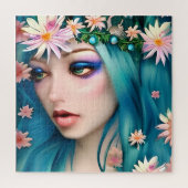 Etherische kunst | Mooie fee met blauw haar Legpuzzel (Verticaal)