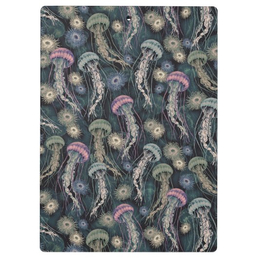 Etherische kwallen en anemonen in Blauwgroen en ro Klembord (Achterkant)