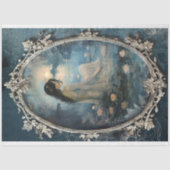 Etherische Lotus Moon Portret & Floral Fantasy Tissuepapier (Voorkant)