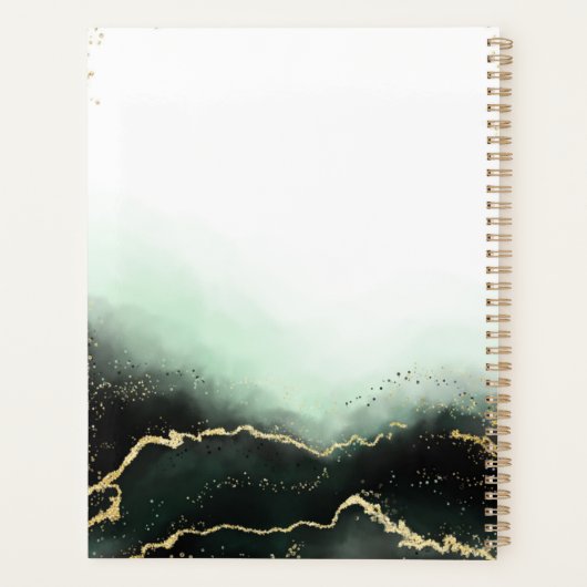 Etherische mist Ombre Emerald Waterverf bruiloft Planner (Achterkant)