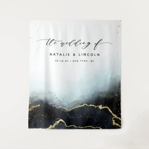 Etherische Mist Ombre Marineblauwe Fotocabine Acht Wandkleed