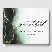 Etherische Mist Ombre Smaragd Groen vergulde bruil Gastenboek (Voorkant)