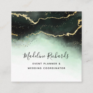 ETHERISCHE Mist Ombre Smaragdgroene Waterverf Mood Vierkante Visitekaartje