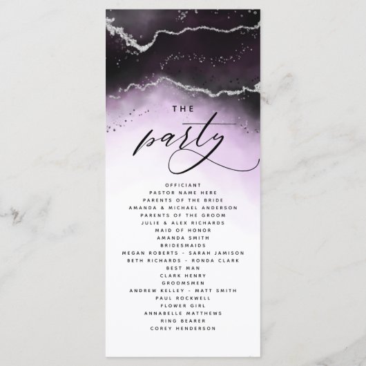 Etherische mist Ombre Ultra Violet bruiloft ceremo Programma (Achterkant)