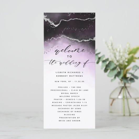 Etherische mist Ombre Ultra Violet bruiloft ceremo Programma (Staand voorkant)