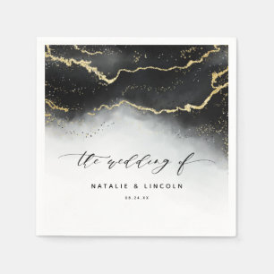 Etherische Mist Ombre Zwart Moody Bruiloft Monogra Servet